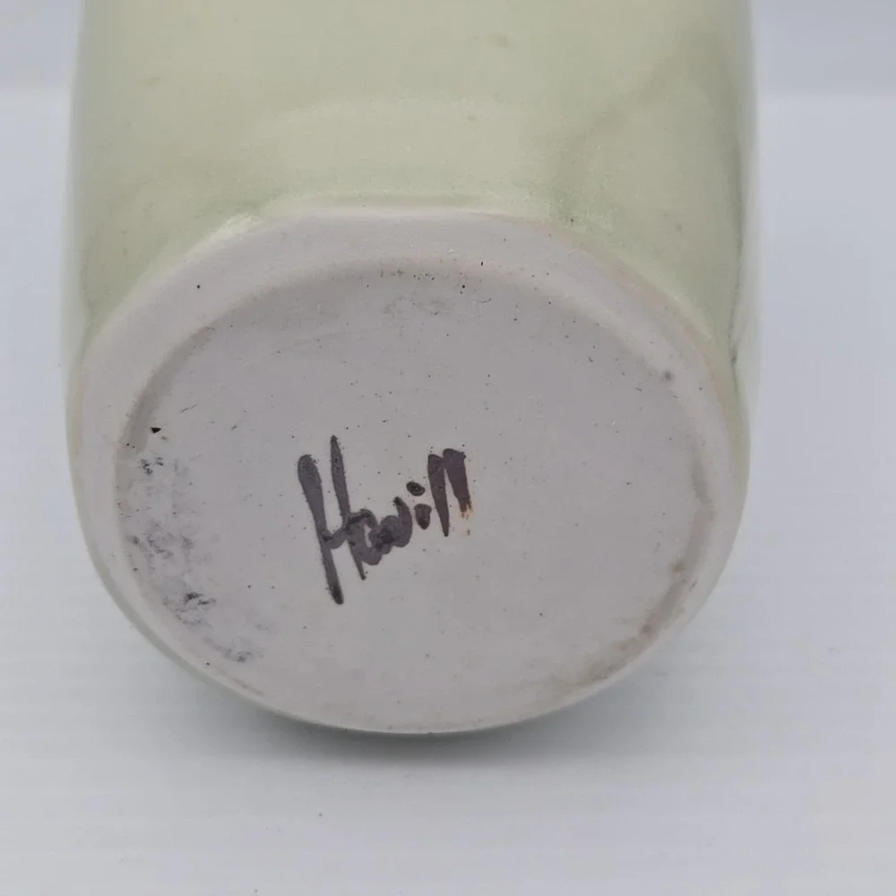 Vintage Studio Art Pottery‎ Vase Flowers Abstract Glazed Cobalt Signed